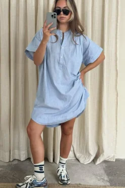 Jurken*By bar amber pin stripe dress | indi grey
