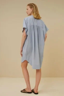 Jurken*By bar amber pin stripe dress | indi grey