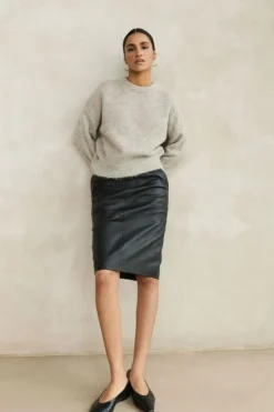 Rokken*By bar basic leather skirt | black