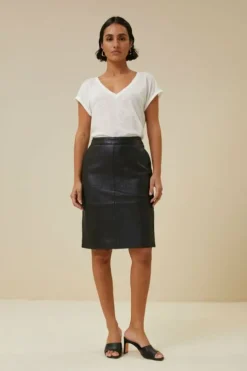 Rokken*By bar basic leather skirt | black