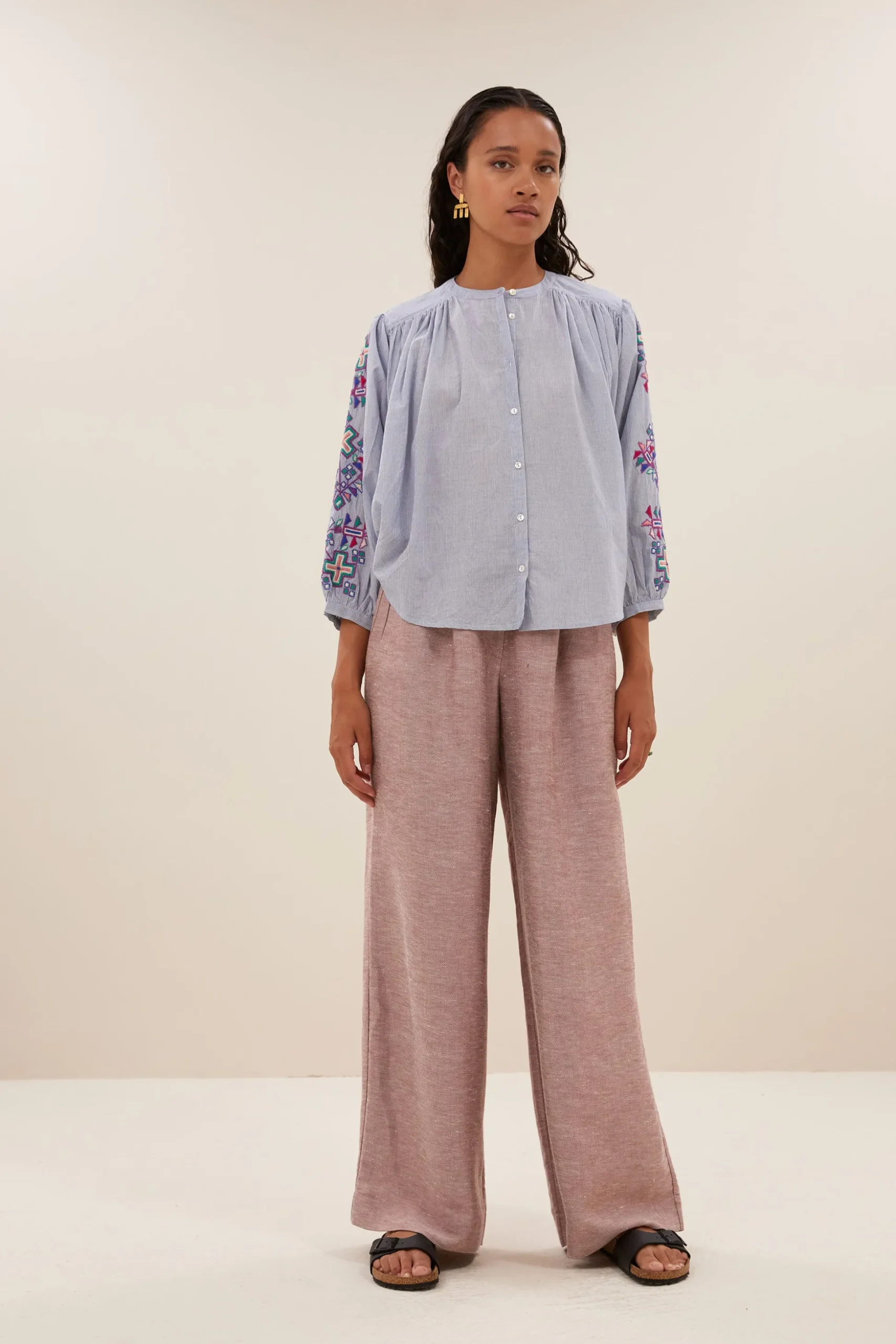 Blouses*By bar becky pinstripe blouse | indi grey