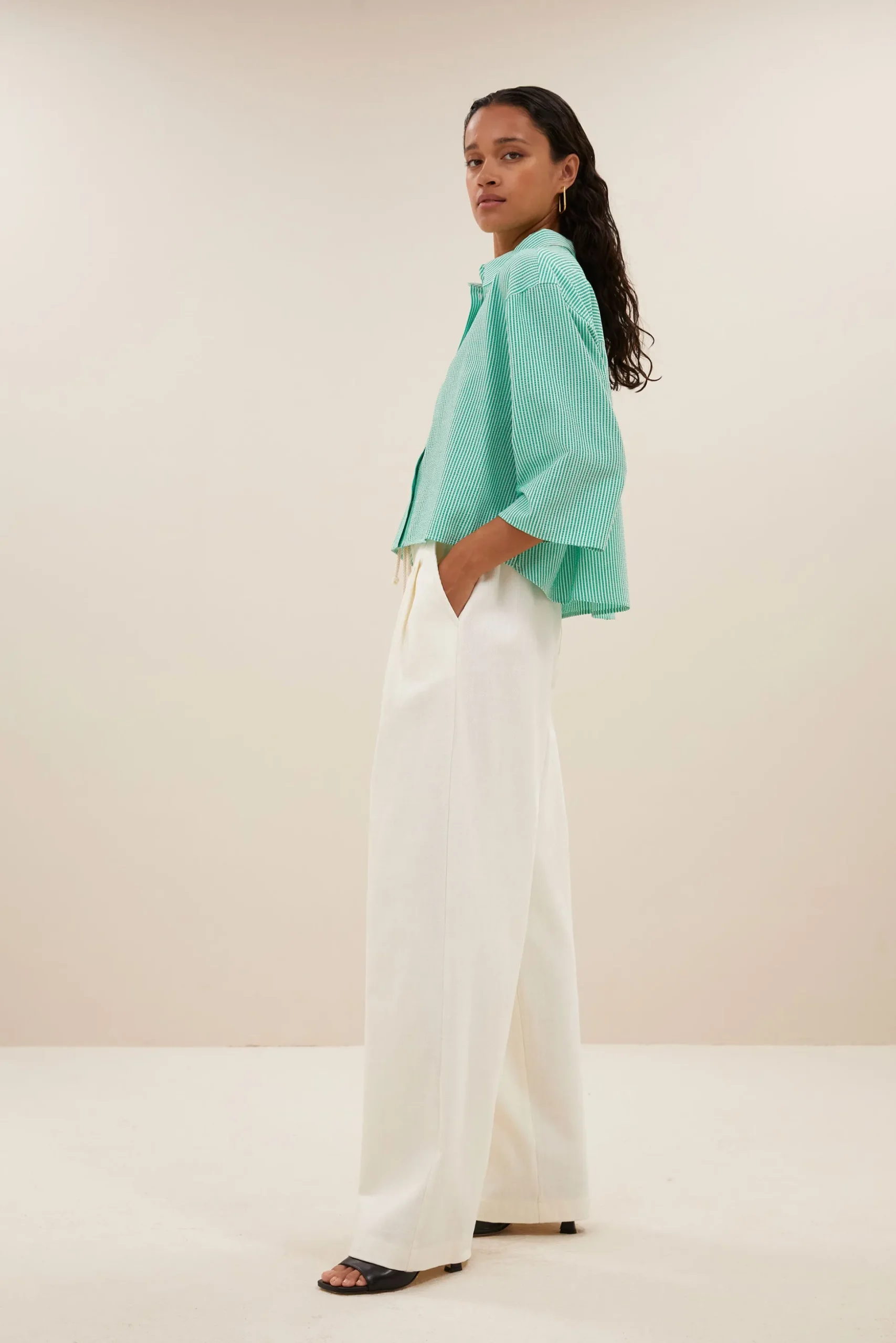 Blouses*By bar bernie blouse | green seer stripe