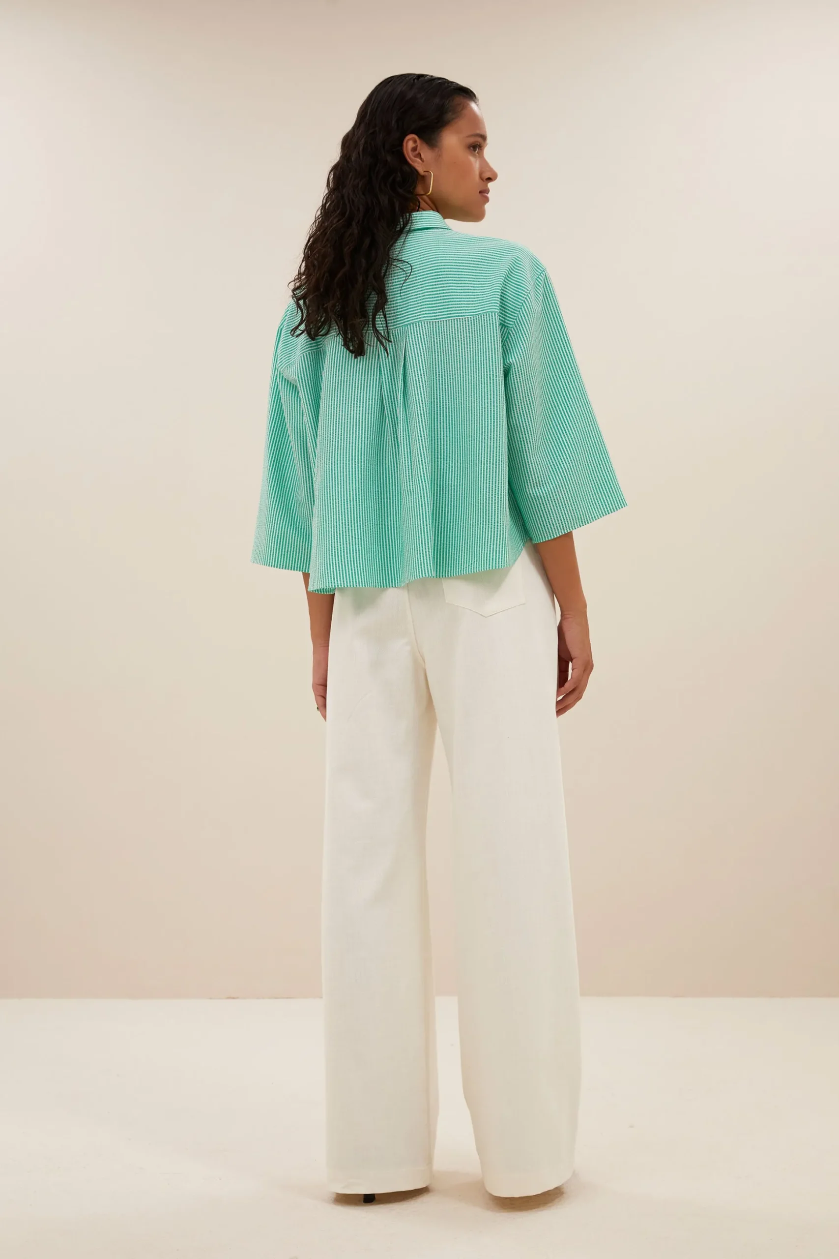 Blouses*By bar bernie blouse | green seer stripe