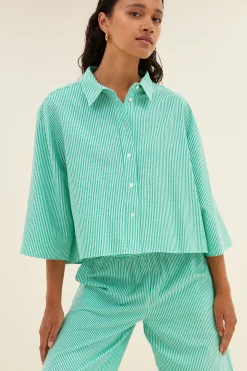 Blouses*By bar bernie blouse | green seer stripe