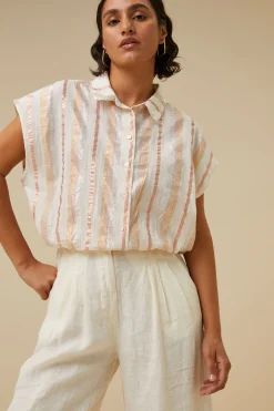 Blouses*By bar bieke gloss stripe blouse | pastel gloss stripe