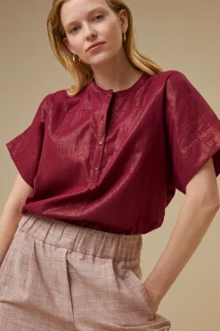 Blouses*By bar bo metallic blouse | grenache