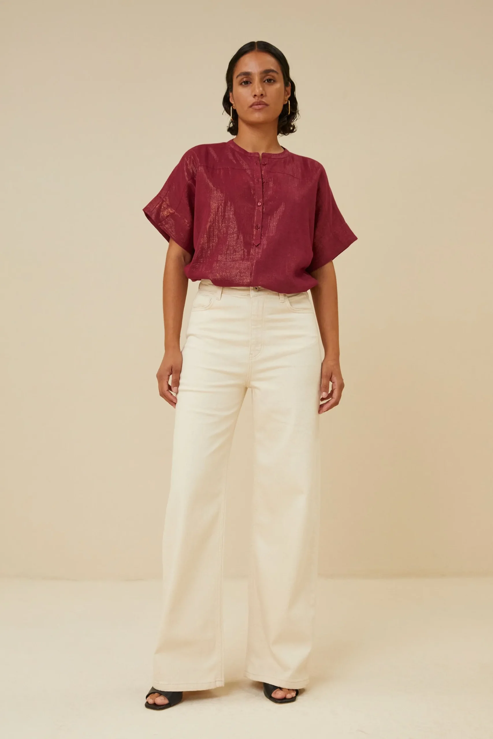 Blouses*By bar bo metallic blouse | grenache