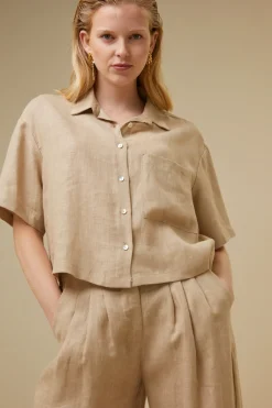 Blouses*By bar cris linen blouse | latte