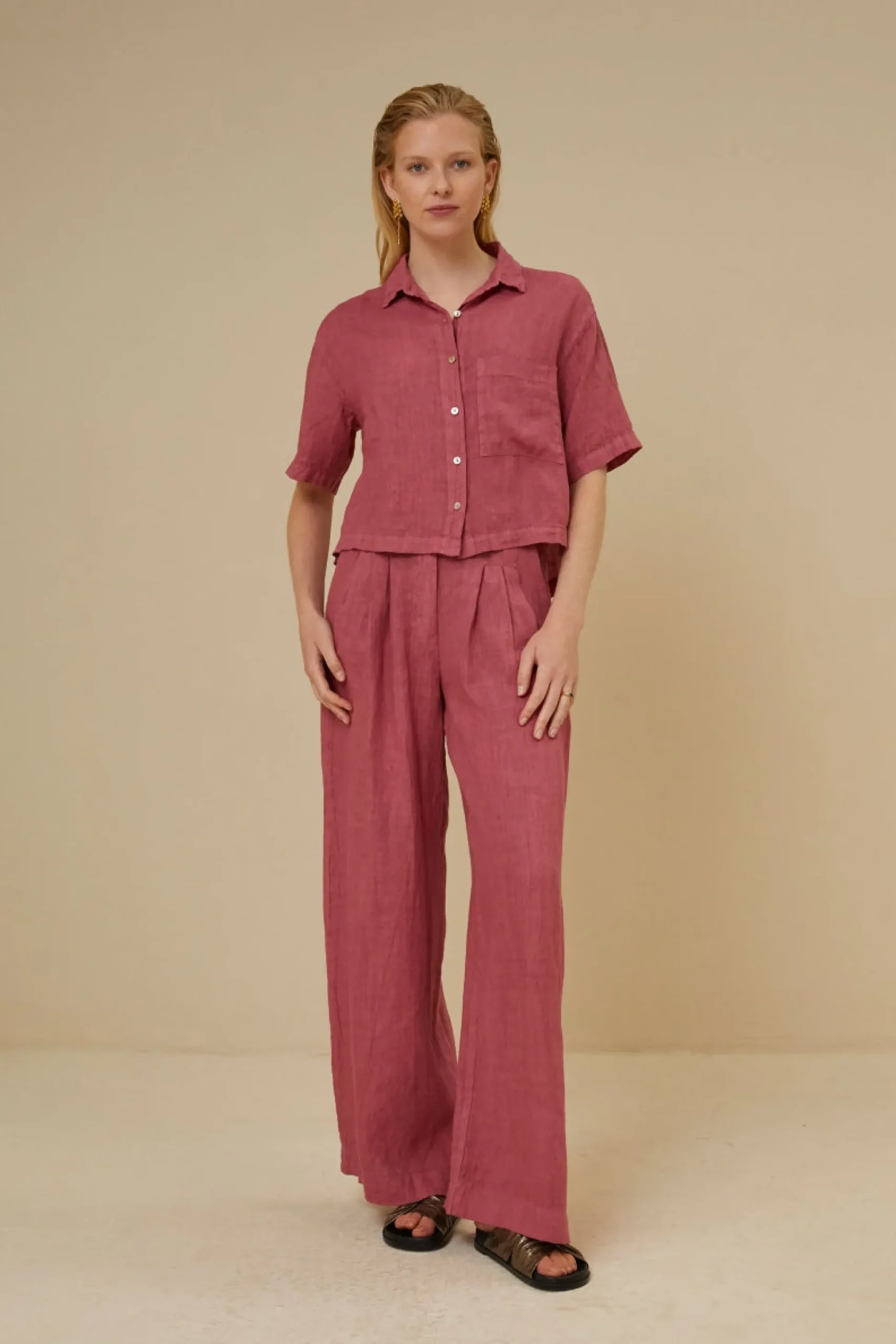 Blouses*By bar cris linen blouse | raspberry