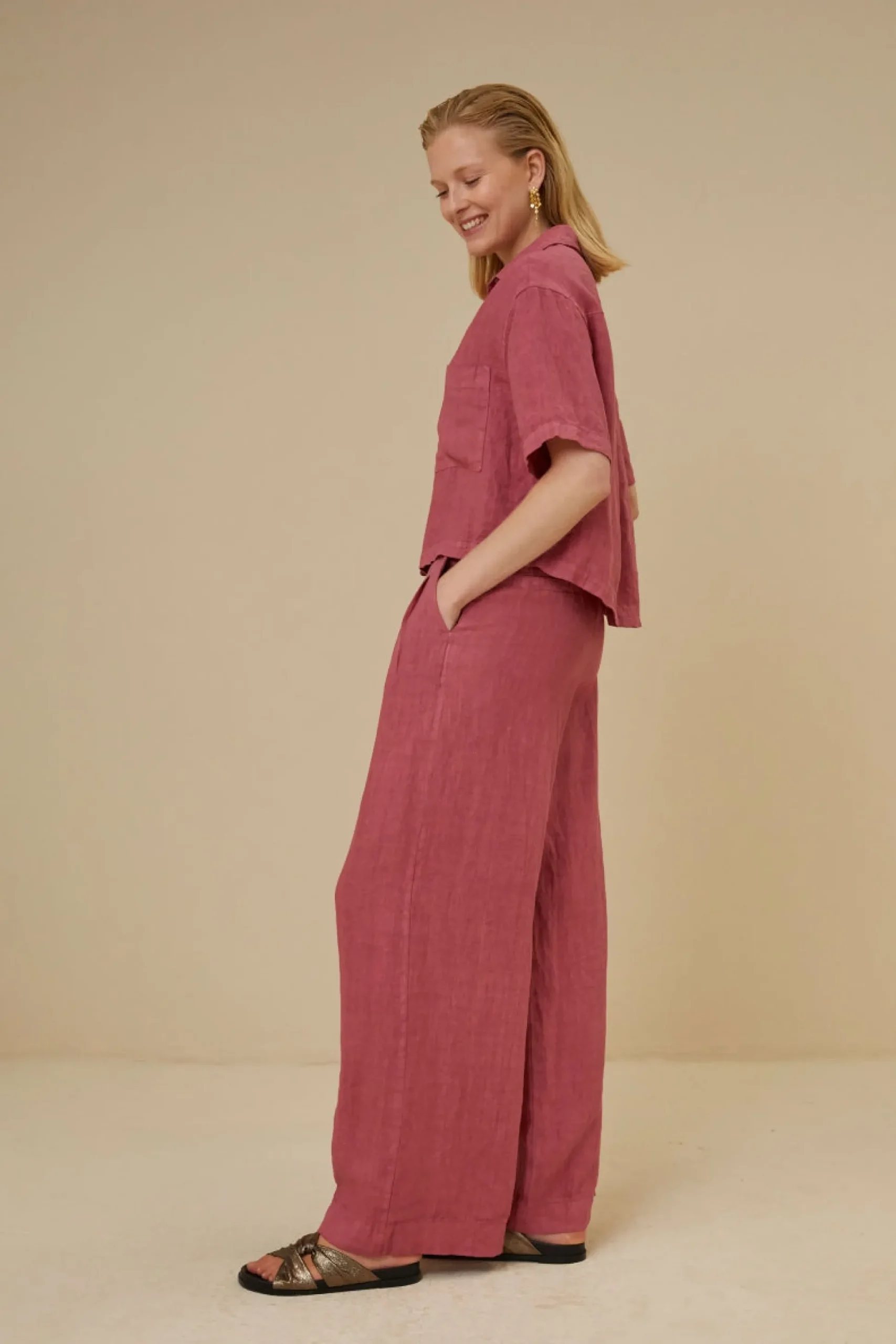 Blouses*By bar cris linen blouse | raspberry