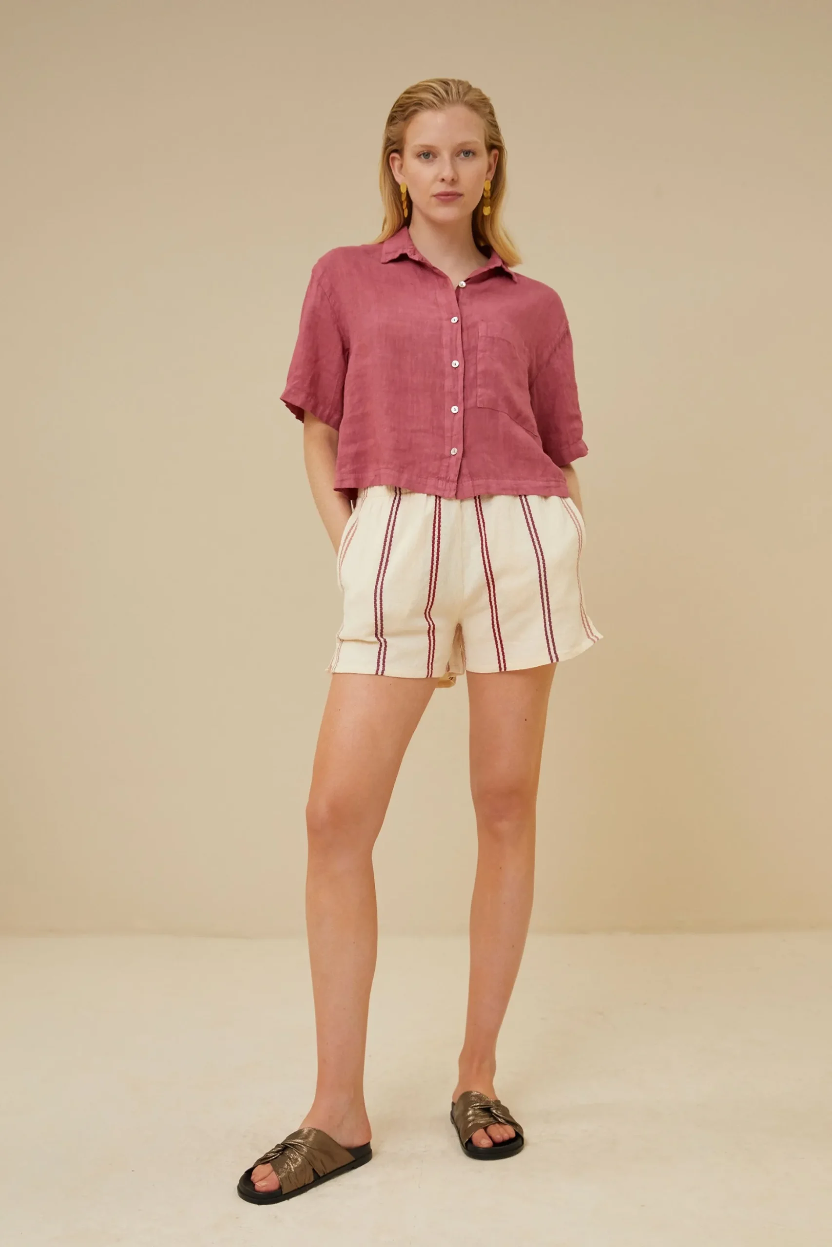Blouses*By bar cris linen blouse | raspberry