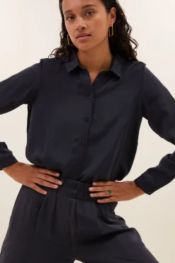 Blouses*By bar donna satin stripe blouse | graphite