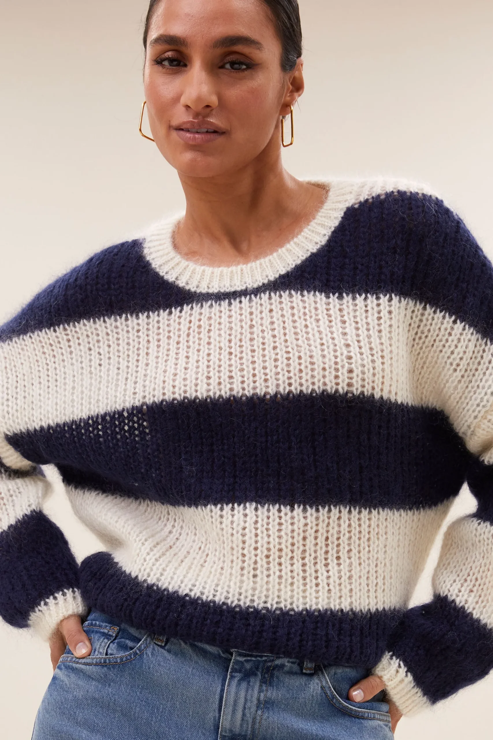Truien*By bar evi stripe pullover | midnight big stripe