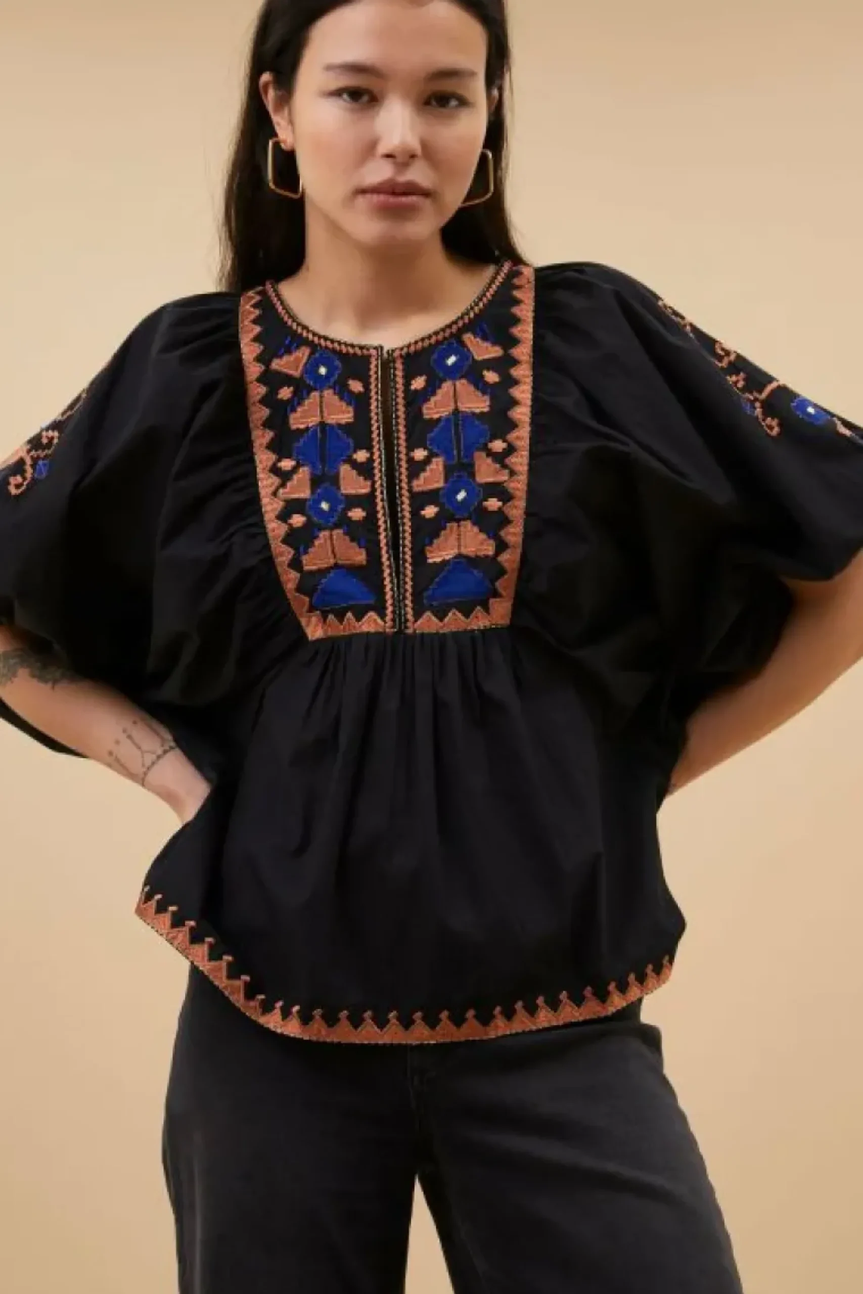 Blouses*By bar gabie embroidery blouse | jet black