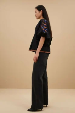 Blouses*By bar gabie embroidery blouse | jet black