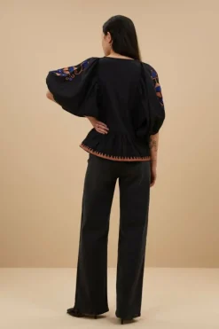 Blouses*By bar gabie embroidery blouse | jet black