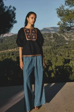 Blouses*By bar gabie embroidery blouse | jet black