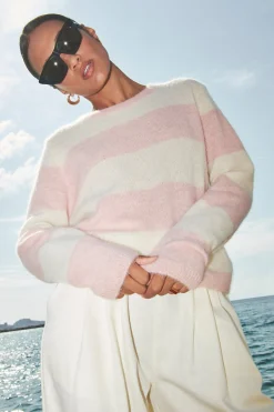 Truien*By bar gwen big stripe pullover | pink big stripe