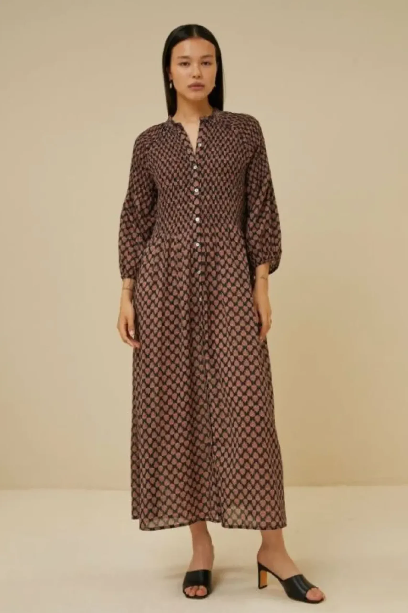 Jurken*By bar loulou leaf dress | leaf print