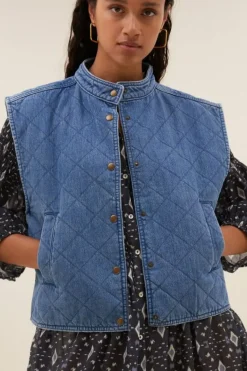 Jassen*By bar mave denim sleeveless jacket | denim