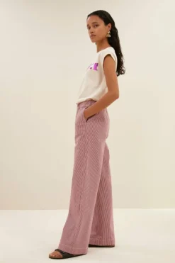 Broeken*By bar neal stripe pants | cherry milky stripe