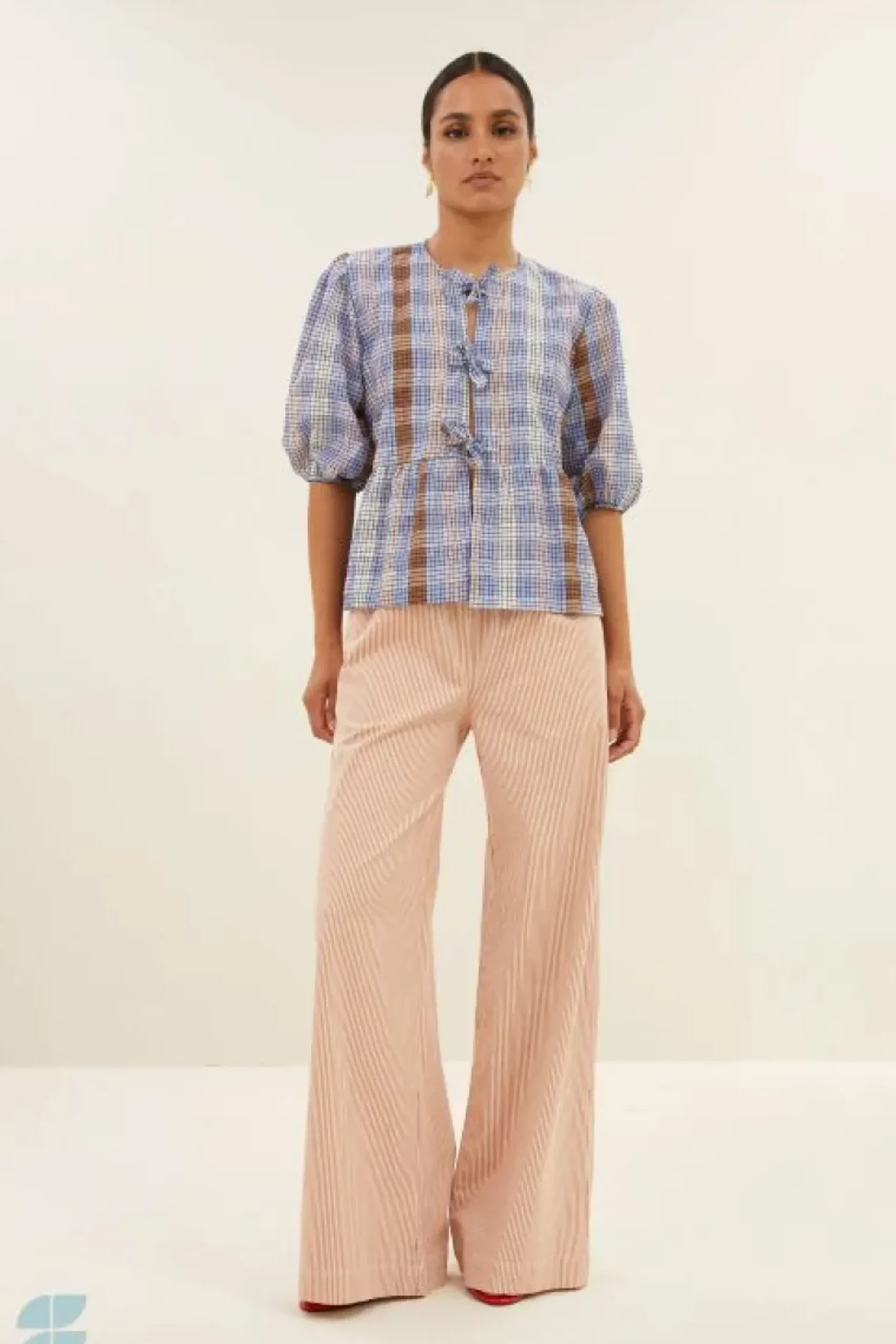 Broeken*By bar neal stripe pants | pink milky stripe
