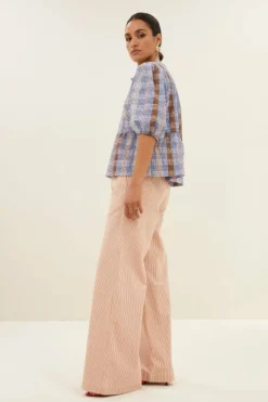 Broeken*By bar neal stripe pants | pink milky stripe
