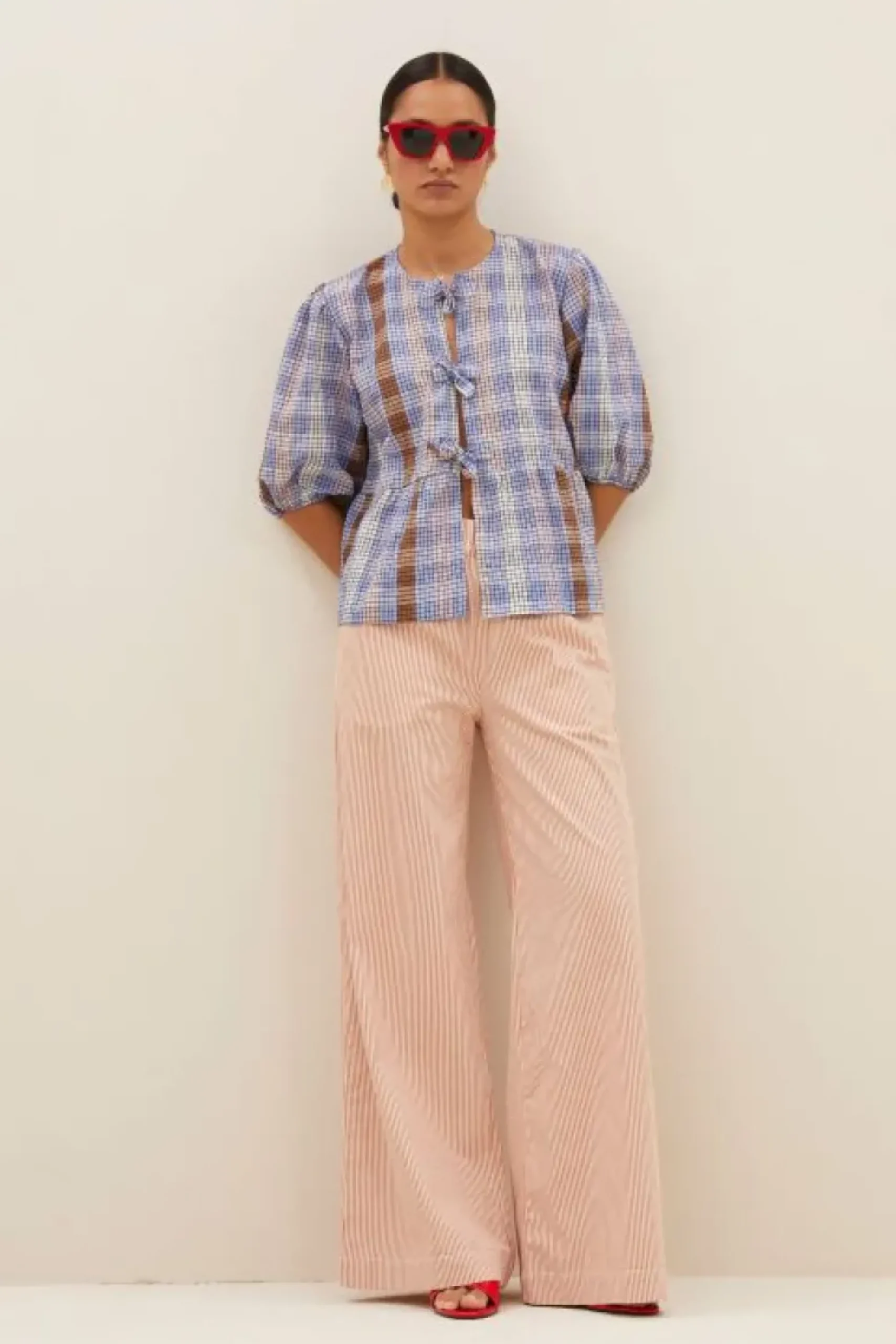 Broeken*By bar neal stripe pants | pink milky stripe