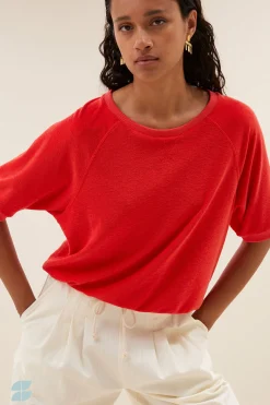 Tops & Shirts*By bar neva slub top | poppy red