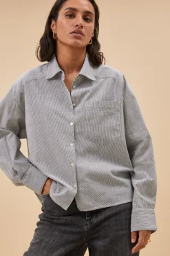 Blouses*By bar nima pin stripe blouse | black