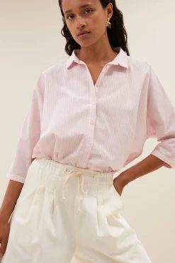 Blouses*By bar norel pink pinstripe blouse | pink pin stripe
