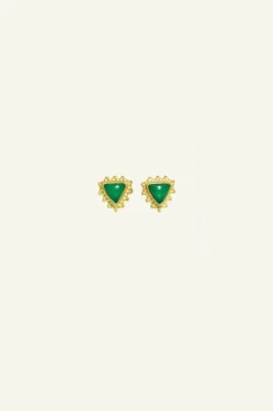 Oorbellen*By bar PD triangle stud earring | green