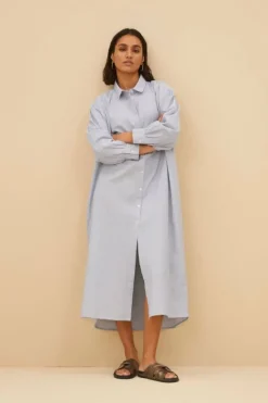 Jurken*By bar pin stripe shirt dress | indi grey