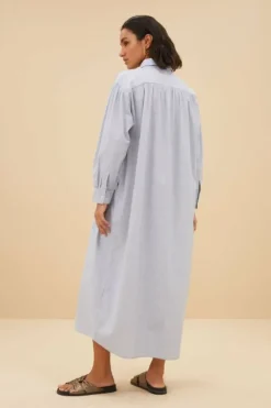 Jurken*By bar pin stripe shirt dress | indi grey