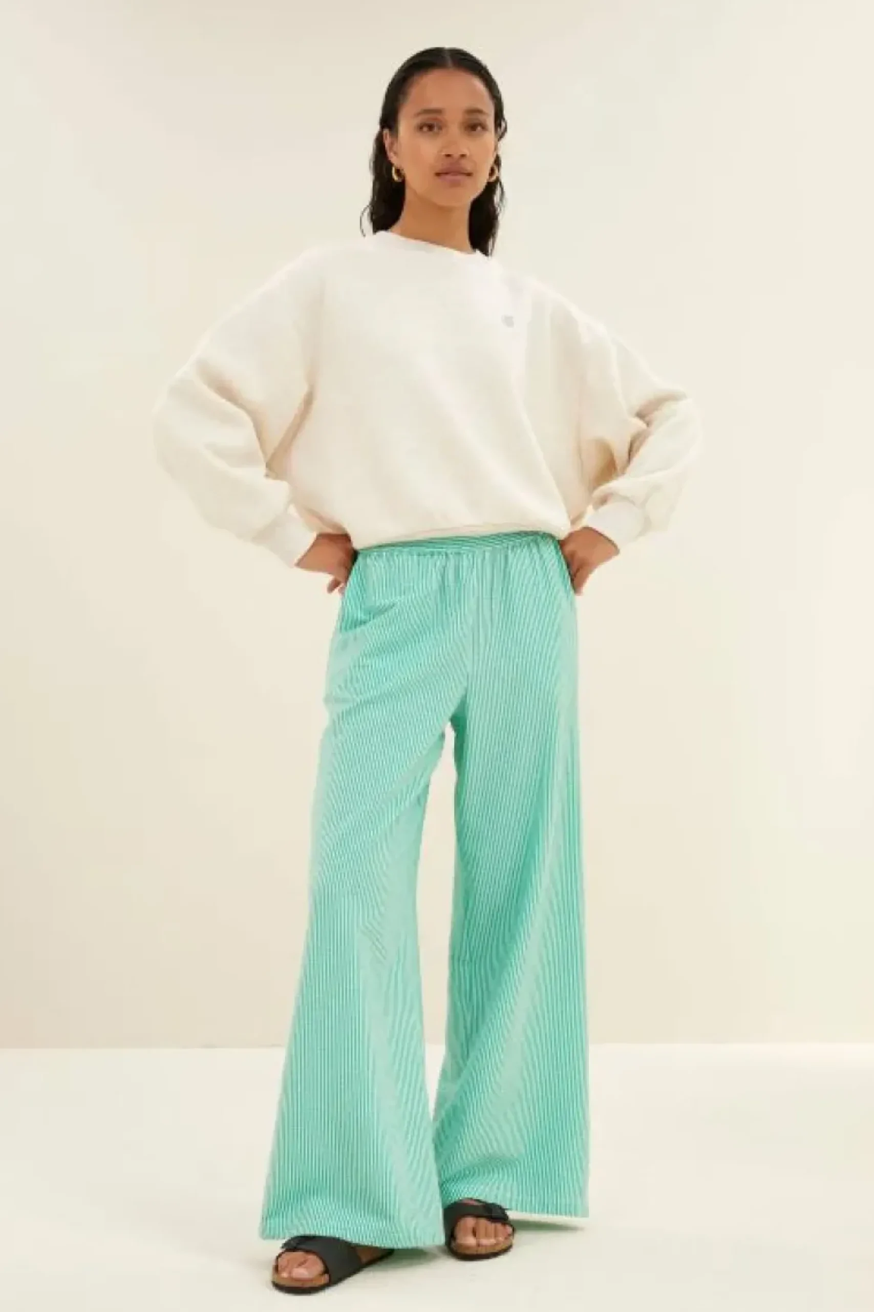 Broeken*By bar randy green stripe pants | green seer stripe