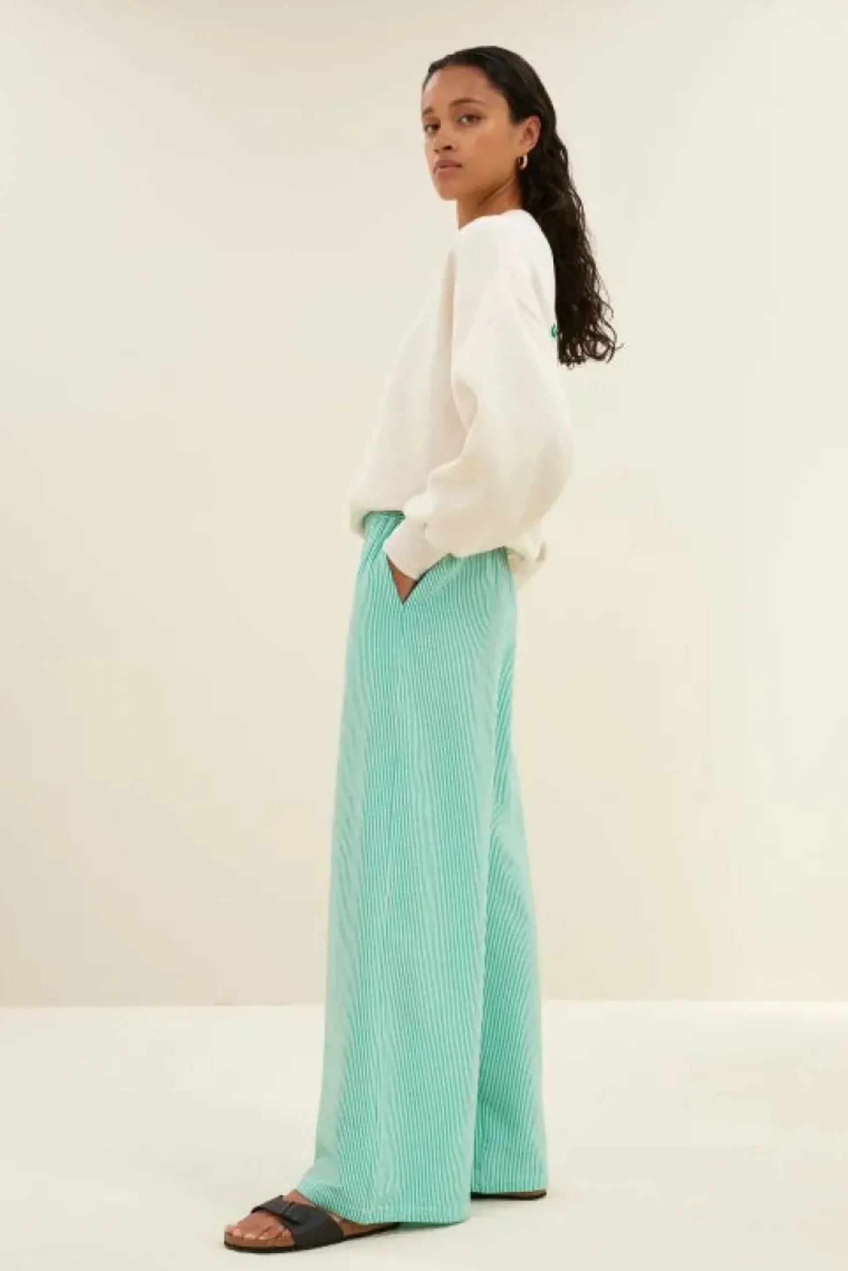 Broeken*By bar randy green stripe pants | green seer stripe
