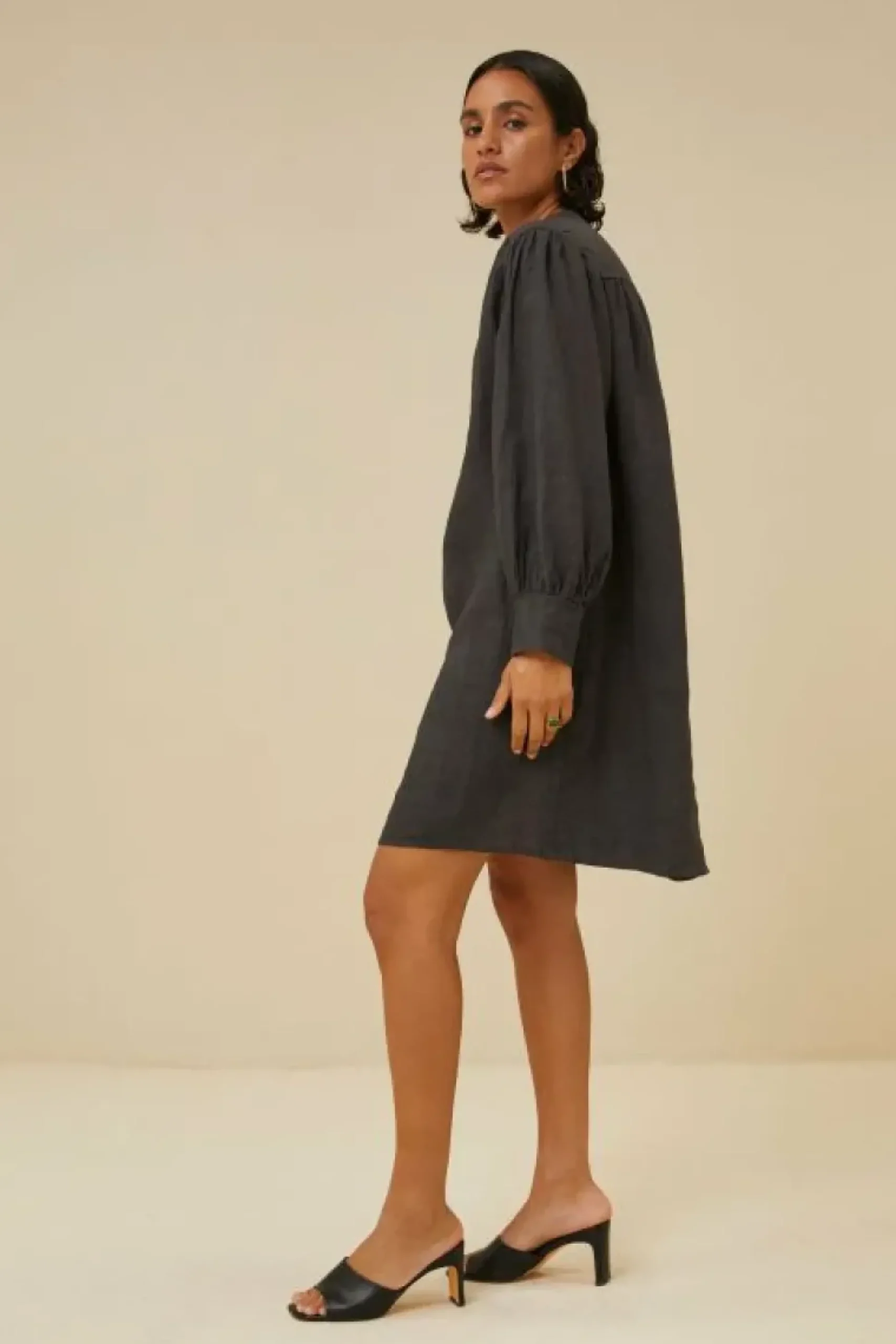 Jurken*By bar resa linen dress | jet black