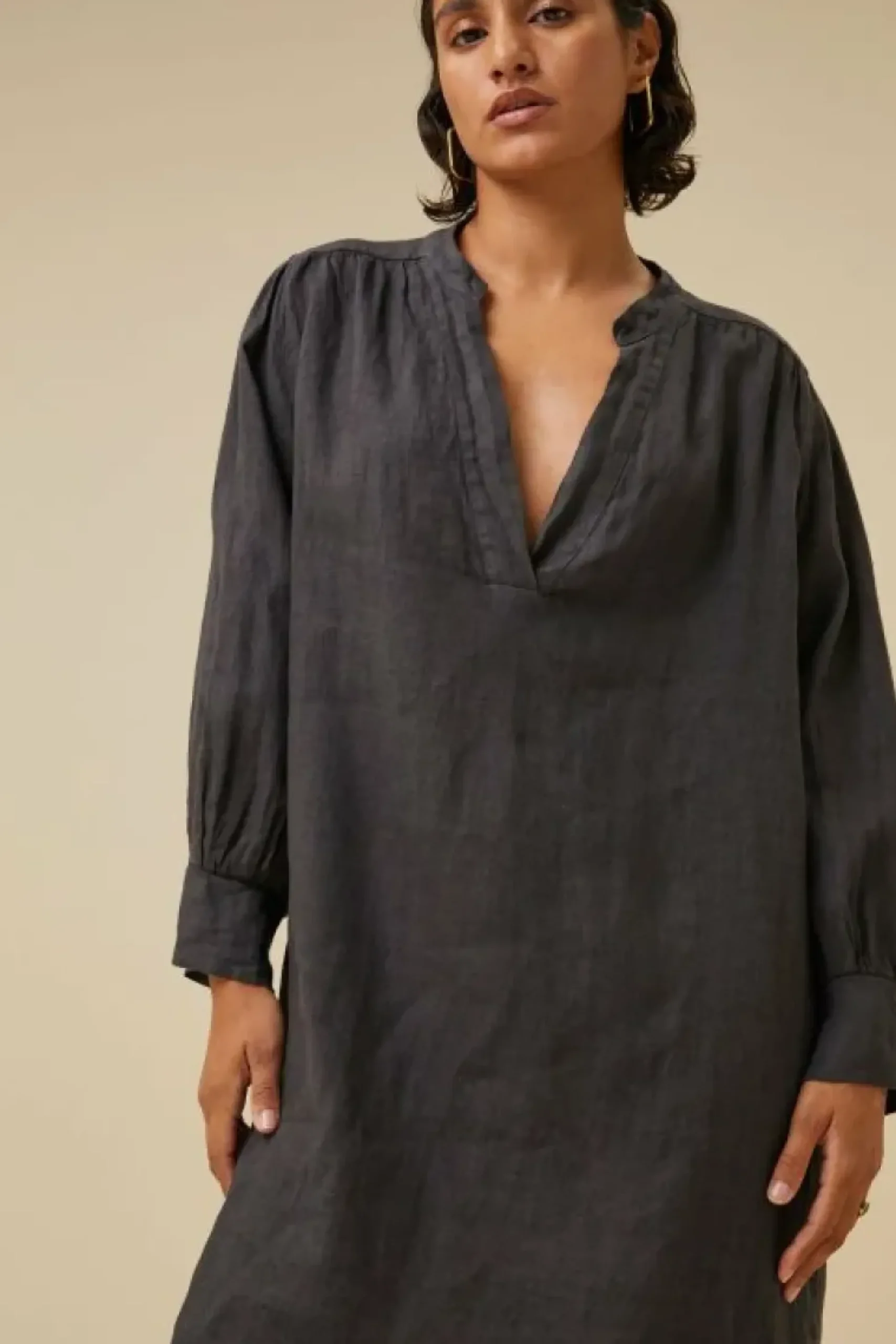 Jurken*By bar resa linen dress | jet black
