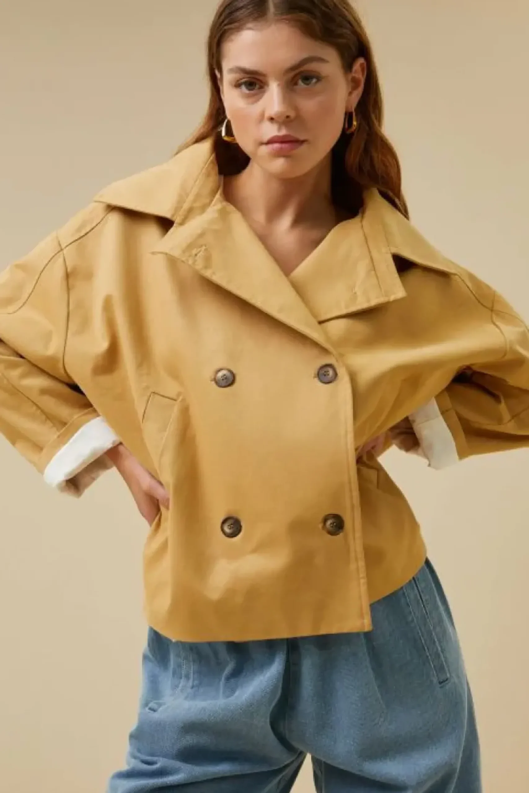 Jassen*By bar rika cotton coat | peanut