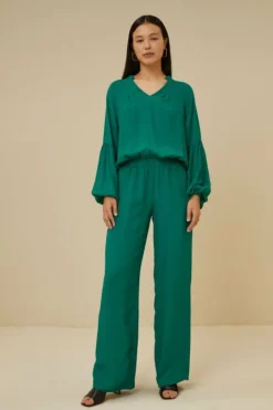 Broeken*By bar robyn satin stripe pant | evergreen