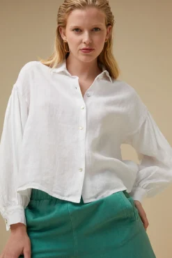 Blouses*By bar sarah short linen blouse | bright white