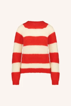 Truien*By bar sian stripe pullover | lipstick red stripe
