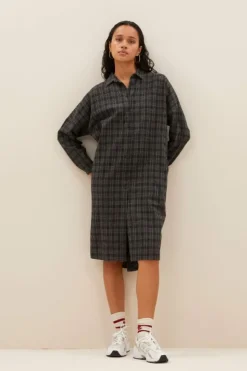 Jurken*By bar small check dress | caramel