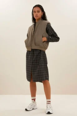 Jurken*By bar small check dress | caramel