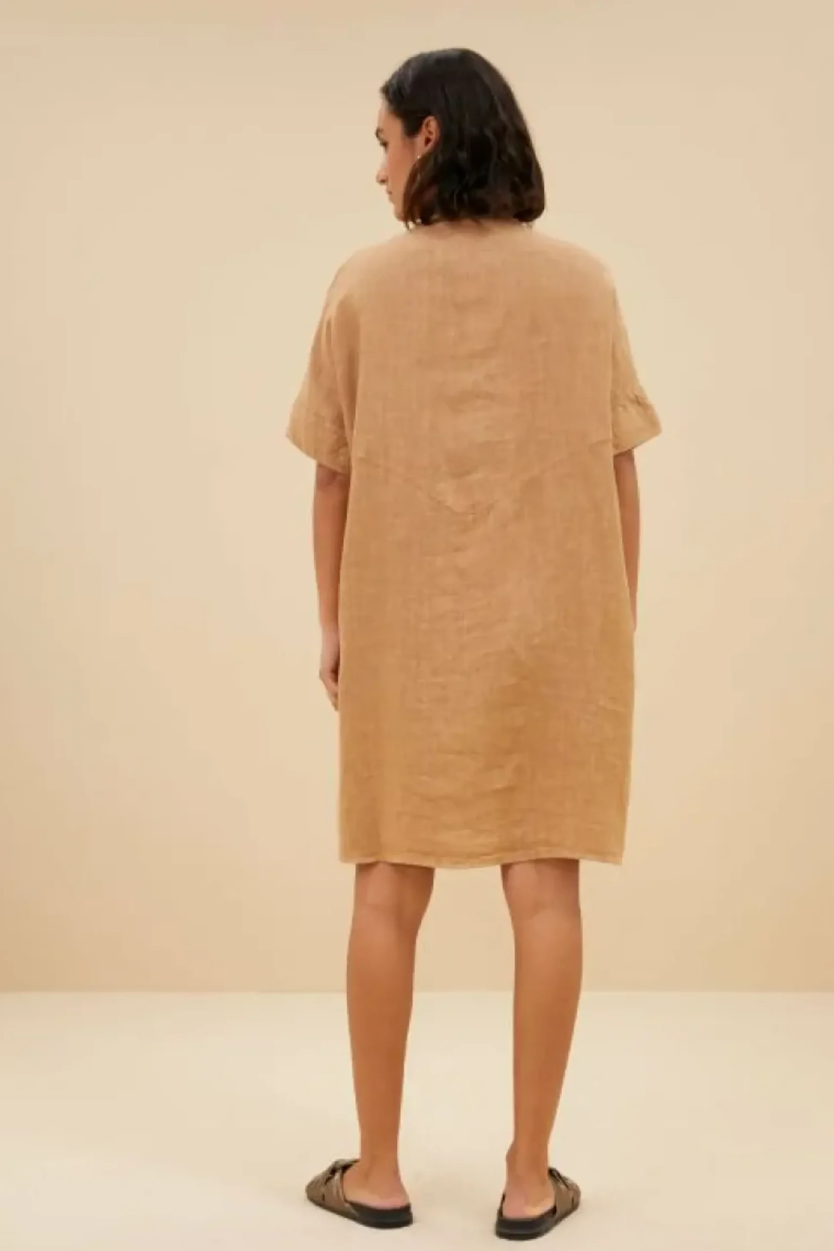 Jurken*By bar tais linen dress | caramello