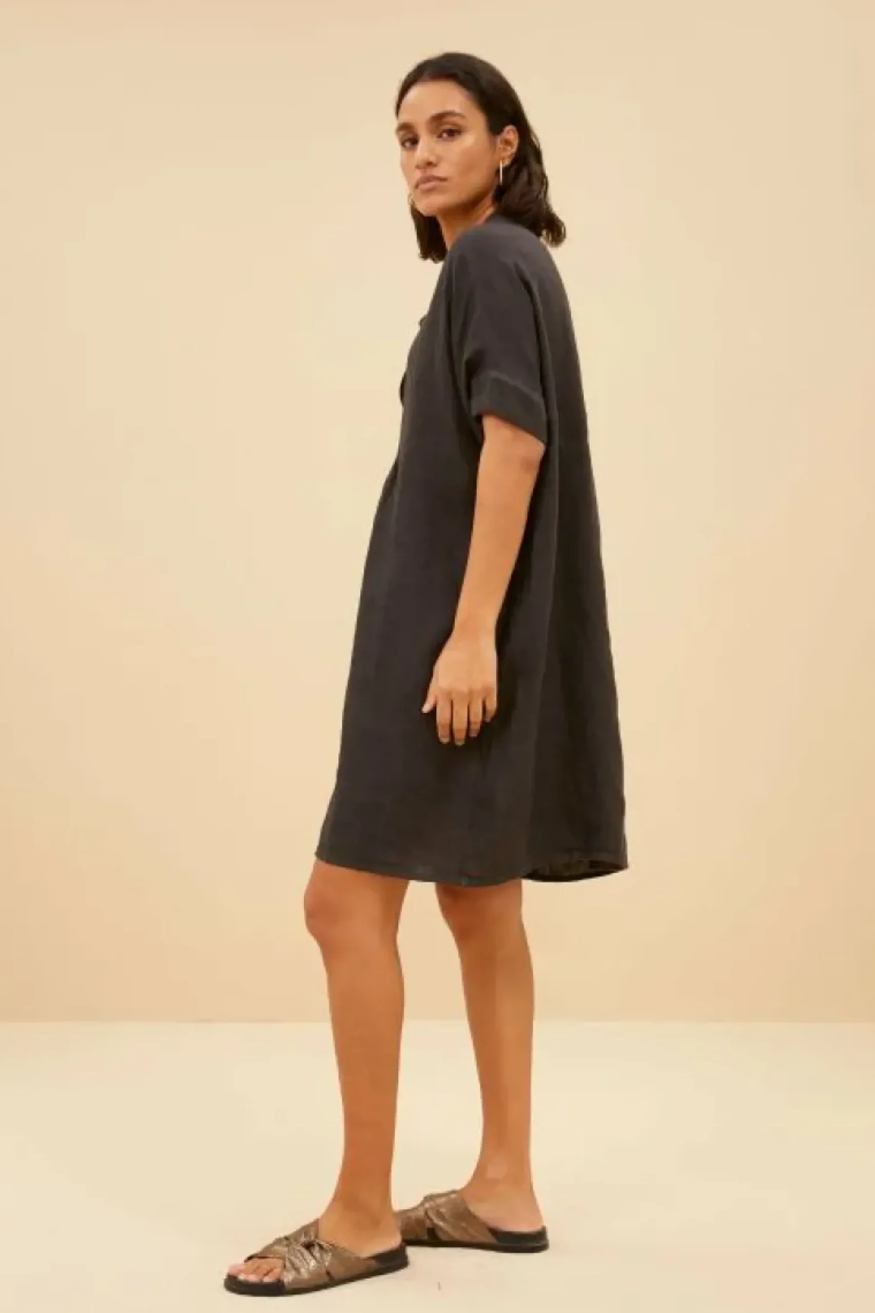 Jurken*By bar tais linen dress | jet black