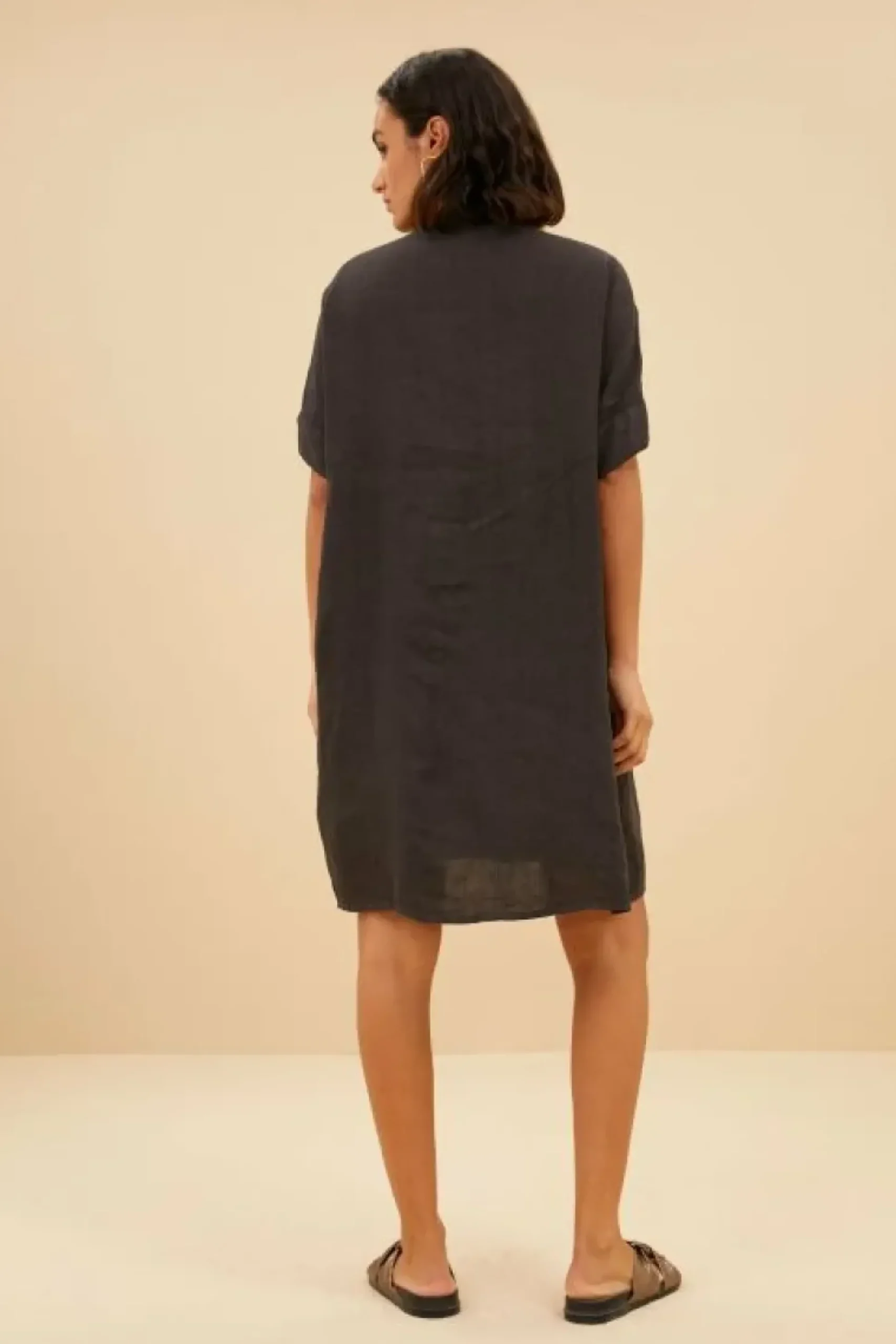 Jurken*By bar tais linen dress | jet black