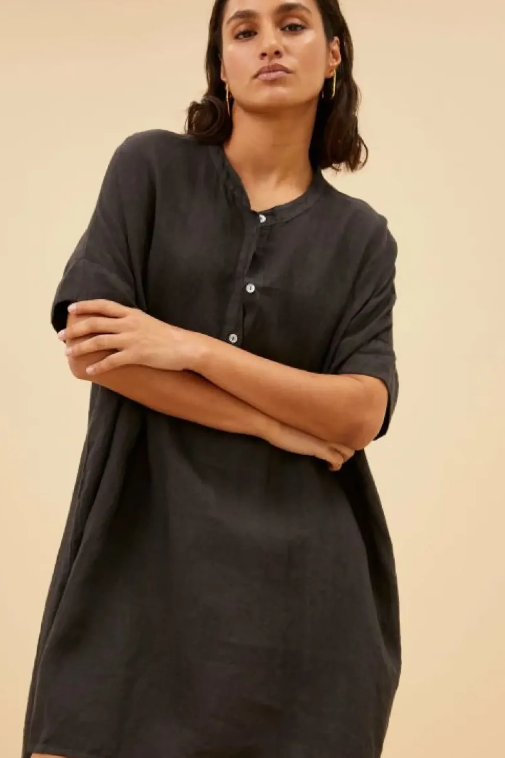 Jurken*By bar tais linen dress | jet black