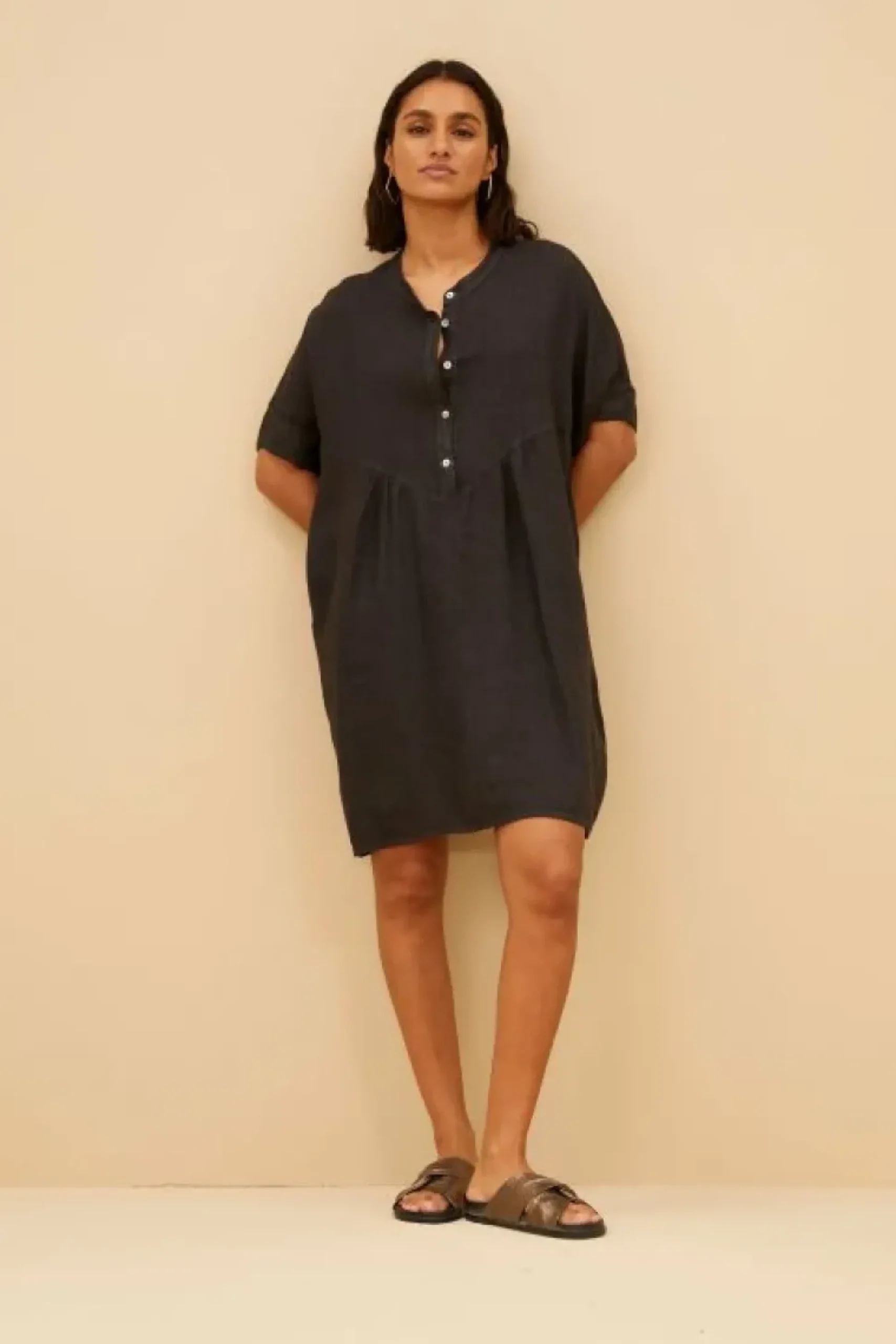 Jurken*By bar tais linen dress | jet black
