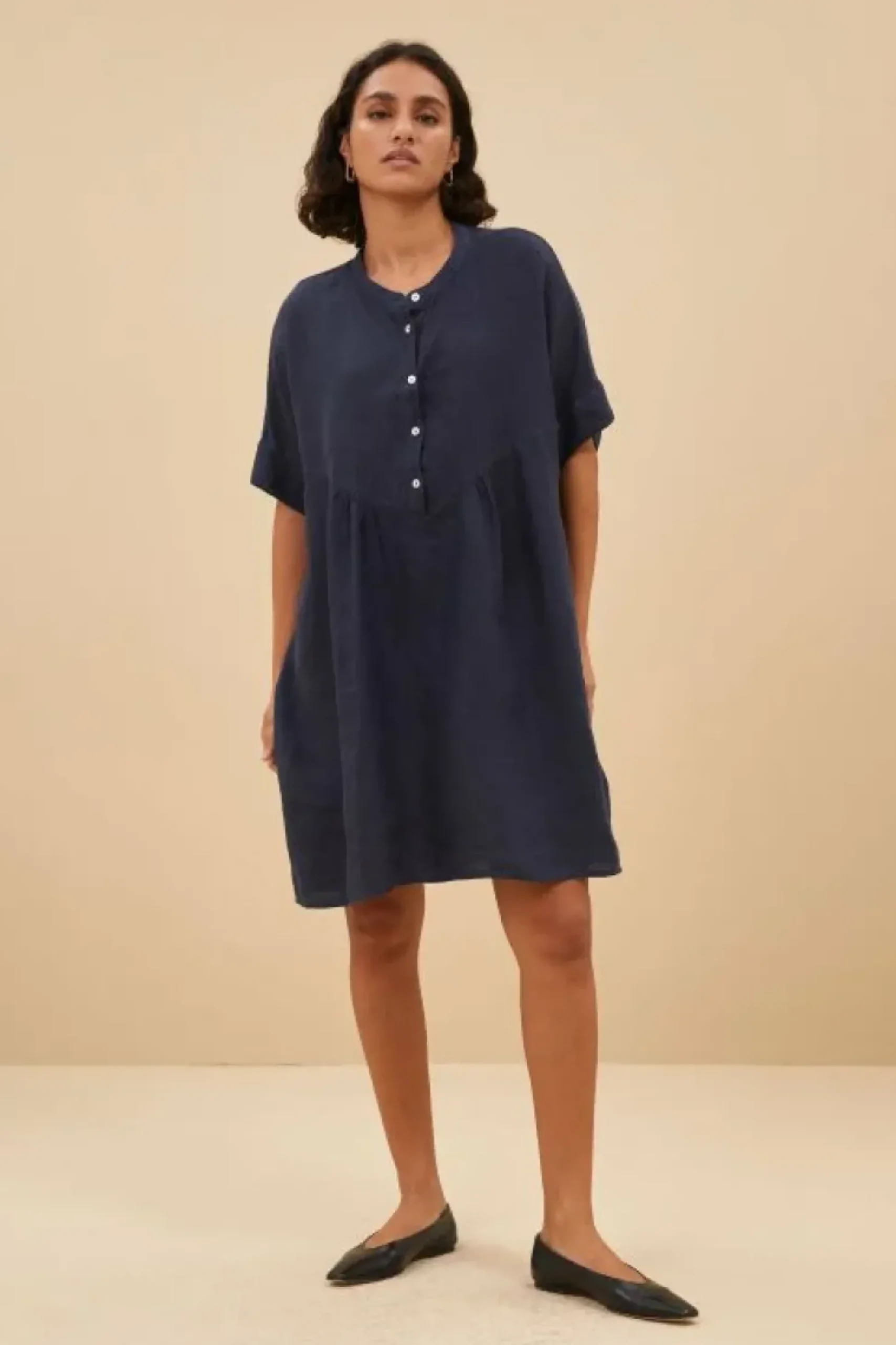 Jurken*By bar tais linen dress | midnight